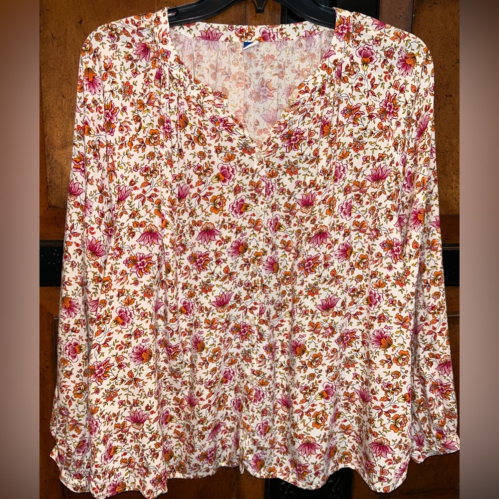 Old Navy Floral Boho Blouse - Pink and Orange